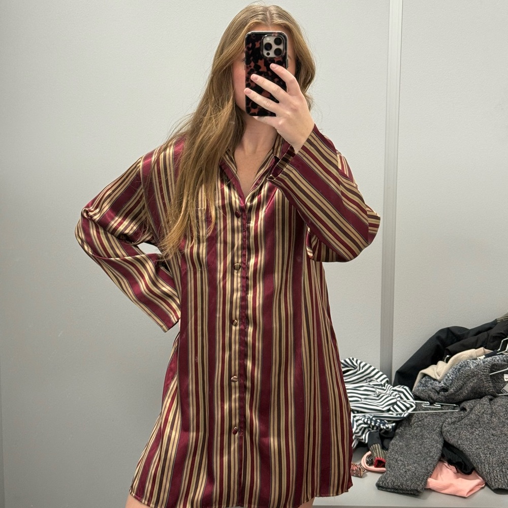 Victoria's Secret Holiday Print Satin Slip Dress